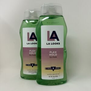 2 x LA Looks Flex Hold Styling Gel Level 8, All Types Alcohol Free 20 Oz New